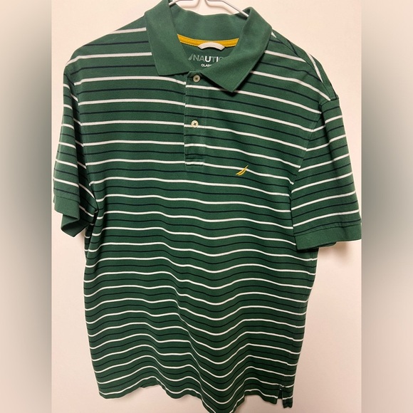 NAUTICA GREEN WHITE BLACK SIZE LARGE GOLF SHIRT - Picture 1 of 6